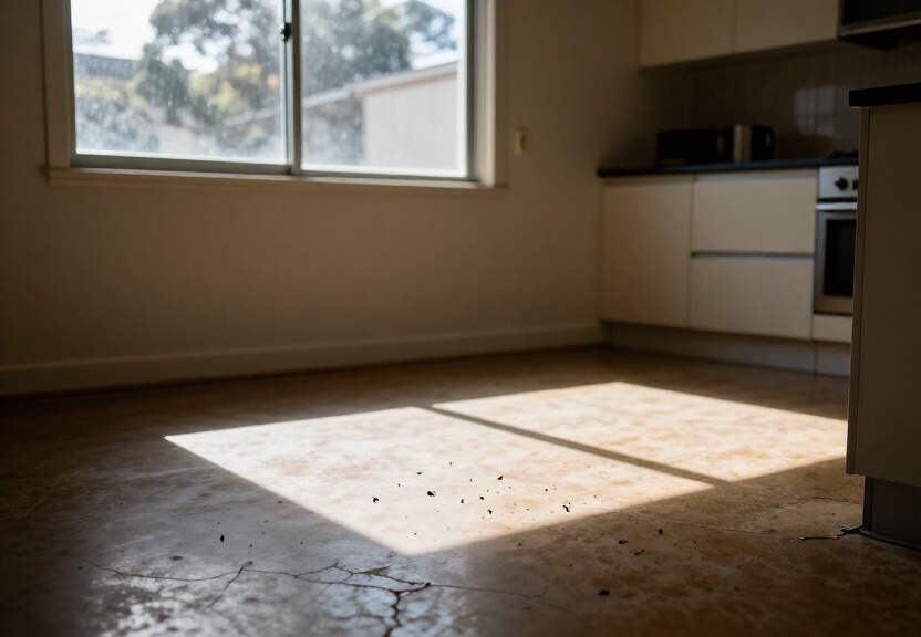 Cockroaches in a Menangle Park kitchen before treatment